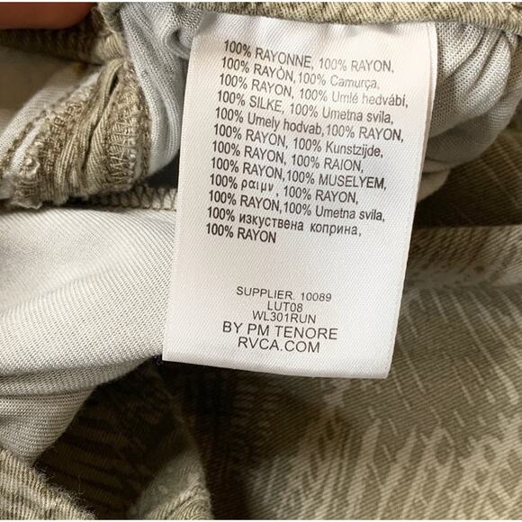 RVCA Pants Womens S Small Ivy Palm Leaf Elastic Waist Pockets Curve Open Hem - Picture 8 of 12